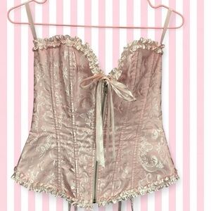 Women’s Pink Satin Brocade Corset Top